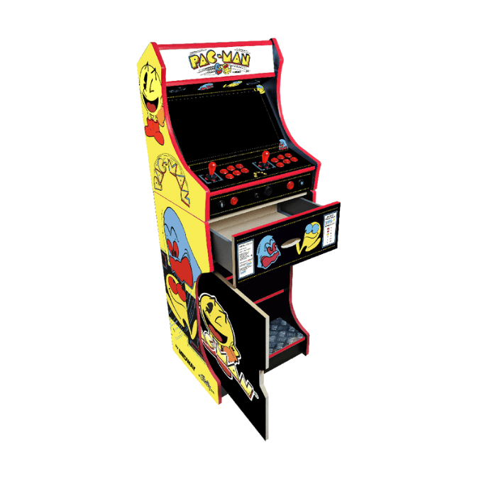 Pacman Arcade Machine from the right with open drawers